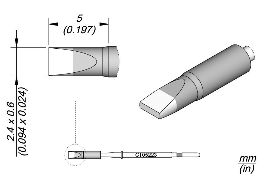 C105223 - Cartridge Chisel 2.4 x 0.6